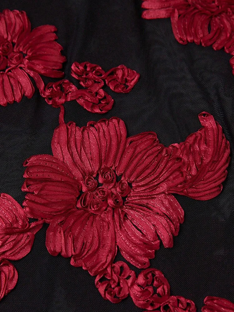 Noemi - Floral Embroidery Maxi Dress by Ares Milano