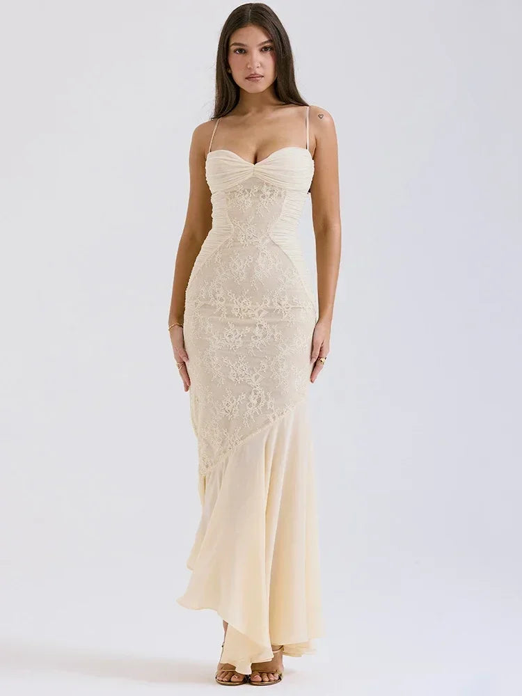 Dorotea - Ivory Lace Maxi Dress by Ares Milano