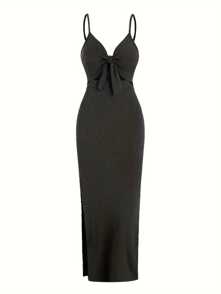 Dalila - Ribbed Tie Front Dress by Ares Milano