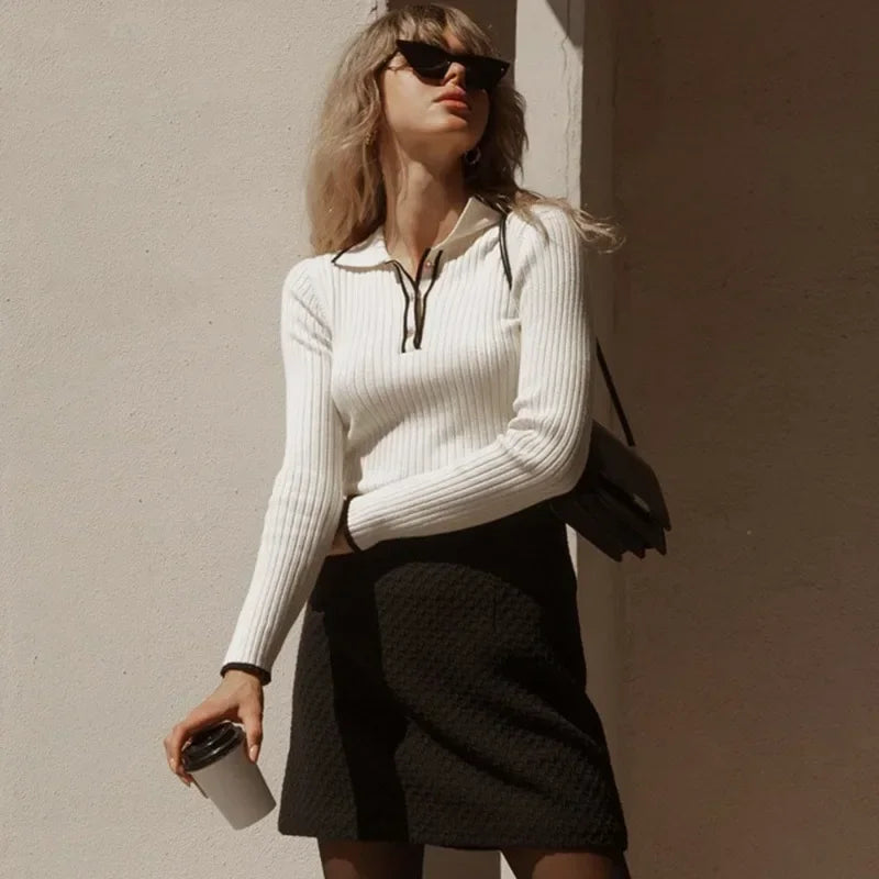 Valeria - 80% Wool Zip Sweater by Ares Milano