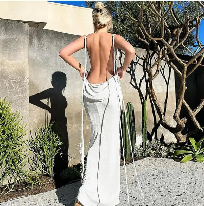 Edda - Backless Emerald Maxi Silk by Ares Milano