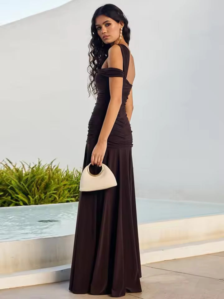 Nicolina - Silk One Shoulder Maxi Dress by Ares Milano