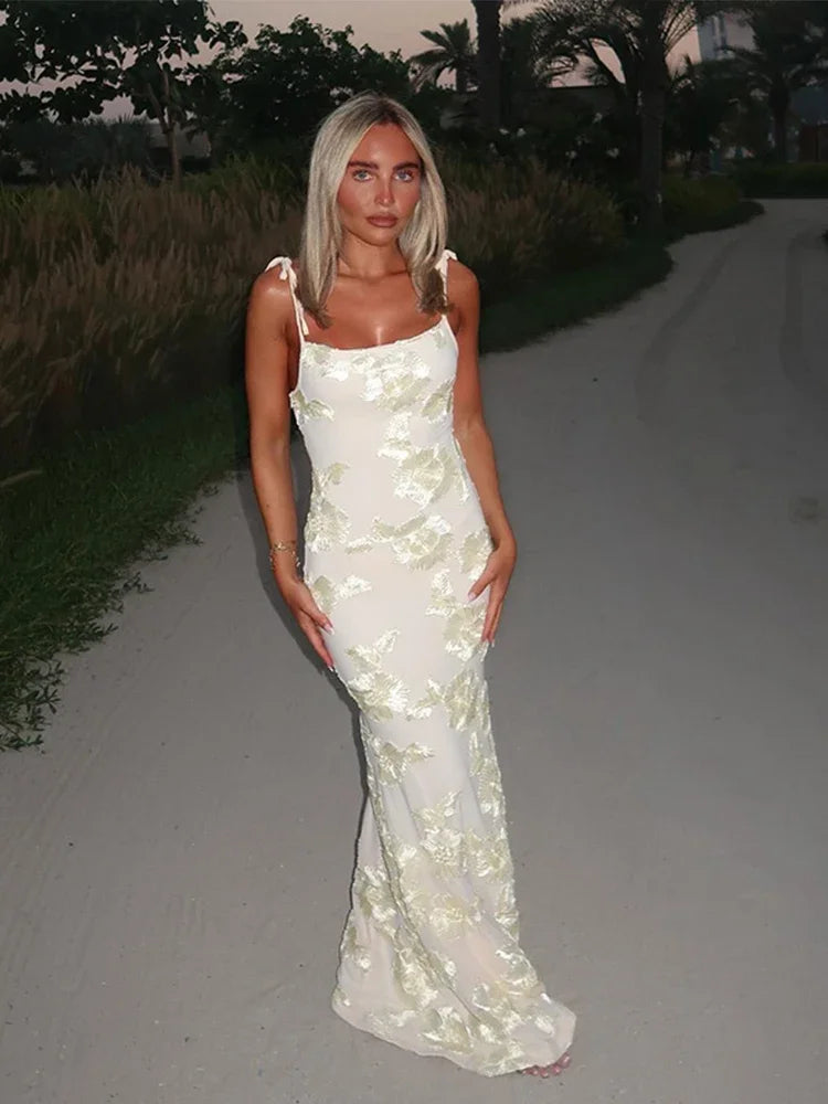 Gaia - Pink Mesh Maxi Dress 3D by Ares Milano