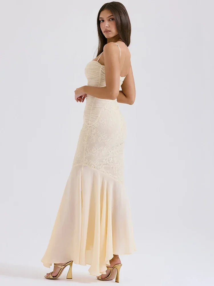 Dorotea - Ivory Lace Maxi Dress by Ares Milano