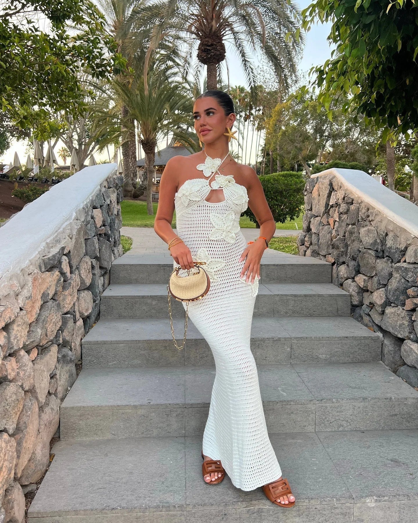 Ester - Cotton Crochet Maxi Dress by Ares Milano