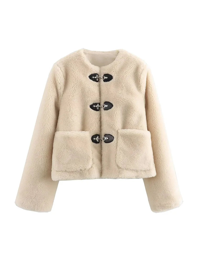 Angiolina - Fleece Button Jacket by Ares Milano