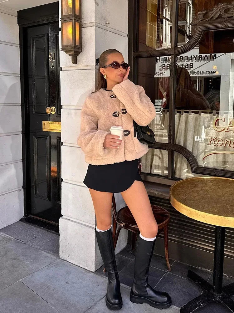 Angiolina - Fleece Button Jacket by Ares Milano