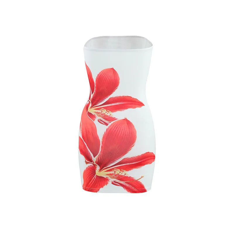 Gianna - Floral Strapless Satin Dress by Ares Milano