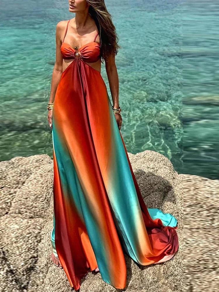 Flaminia - Sunset Gradient Maxi Dress by Ares Milano