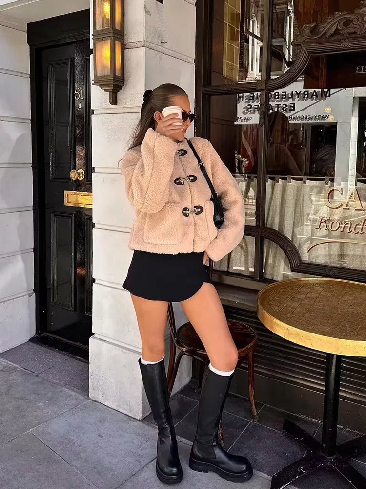 Angiolina - Fleece Button Jacket by Ares Milano