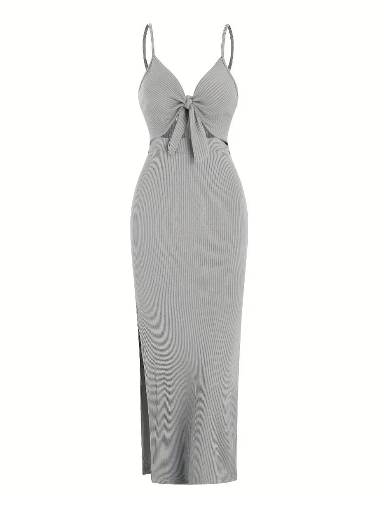 Dalila - Ribbed Tie Front Dress by Ares Milano