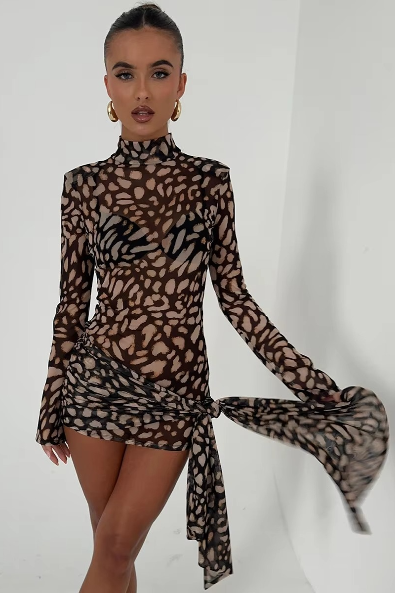 Filomena - Sheer Animal Print Dress by Ares Milano
