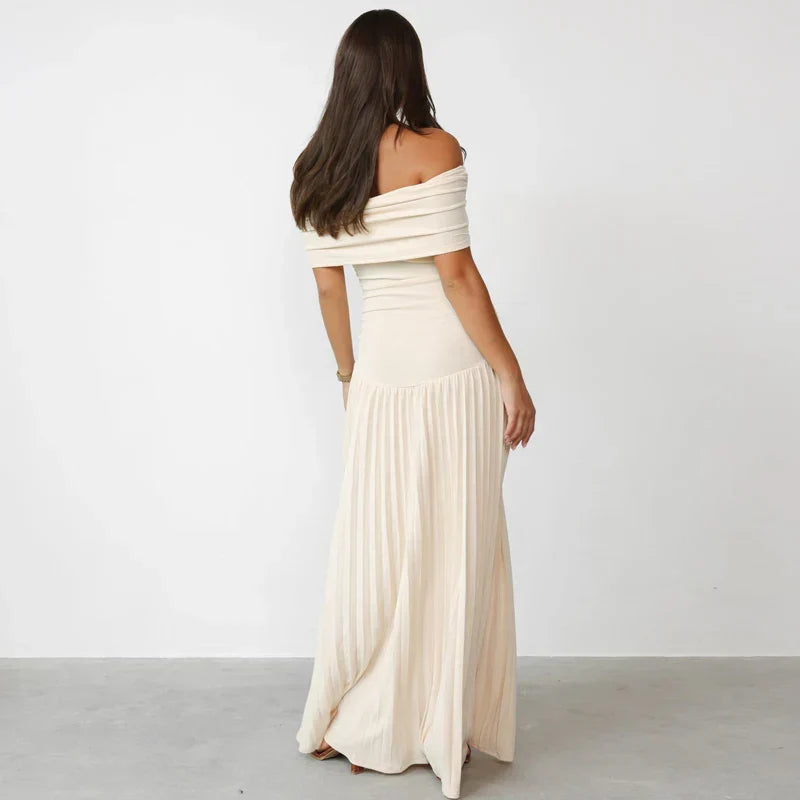 Amelia - Off Shoulder Pleated Maxi by Ares Milano