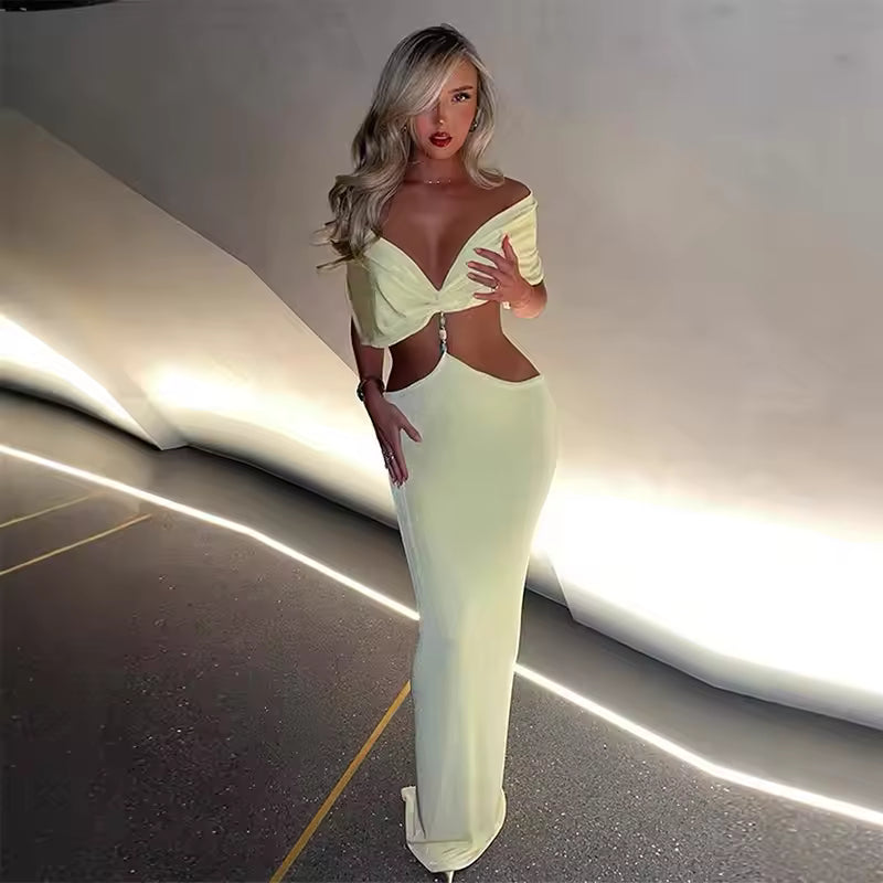 Nella - Lemon Maxi Dress Stretch by Ares Milano