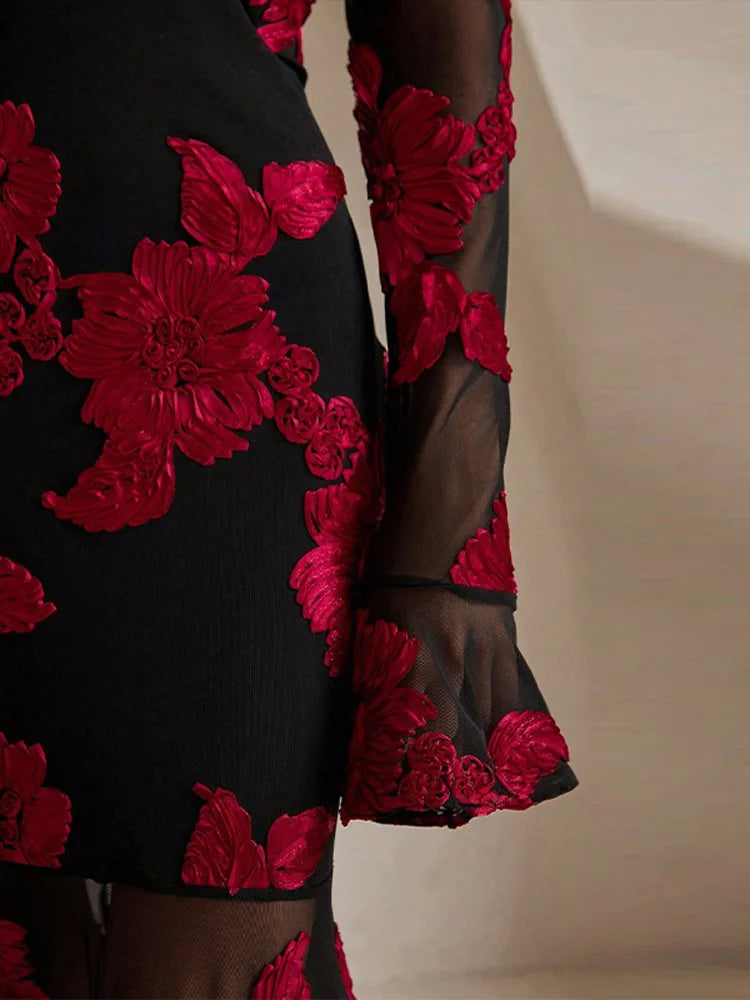 Noemi - Floral Embroidery Maxi Dress by Ares Milano