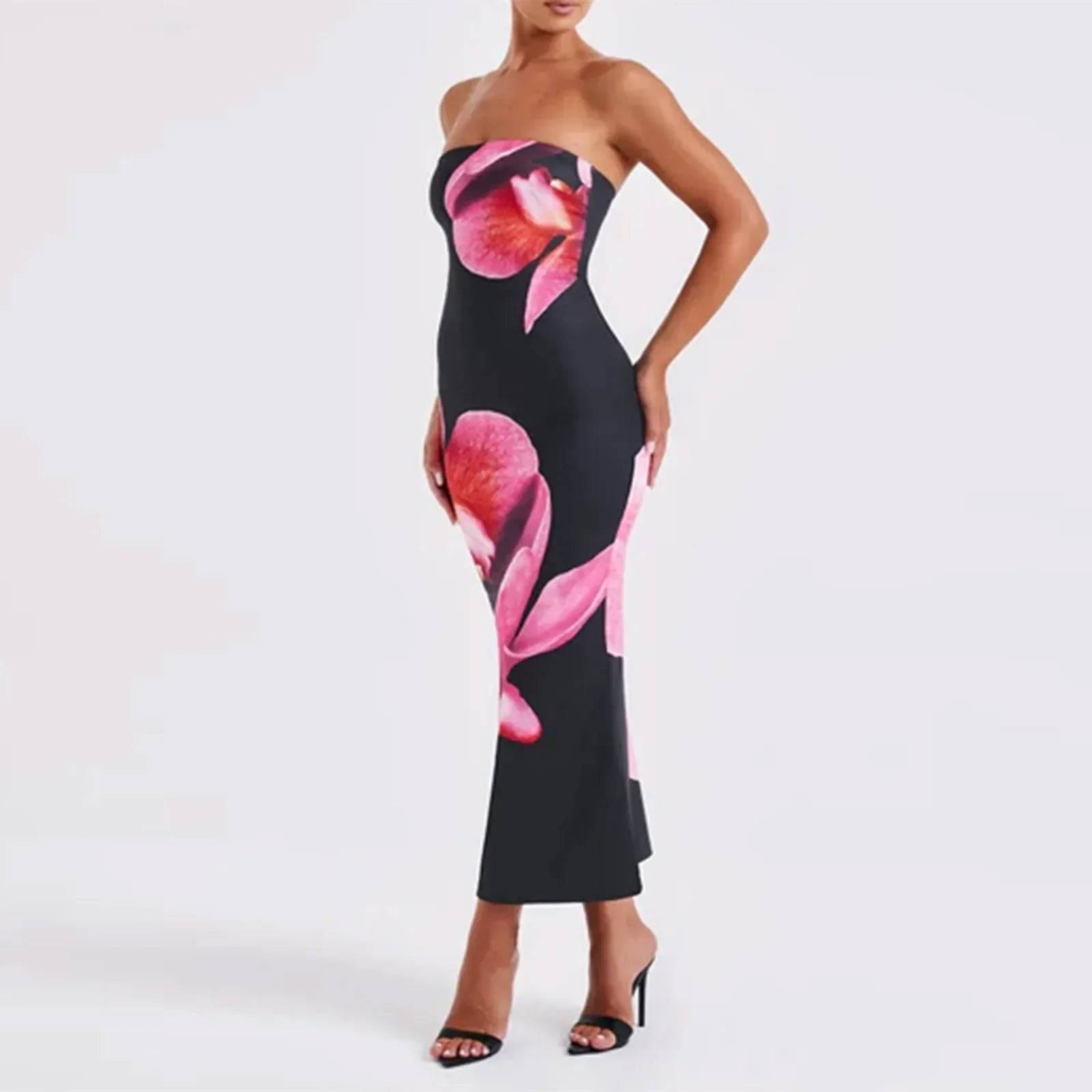 Cesira - Strapless Floral Maxi Silk by Ares Milano