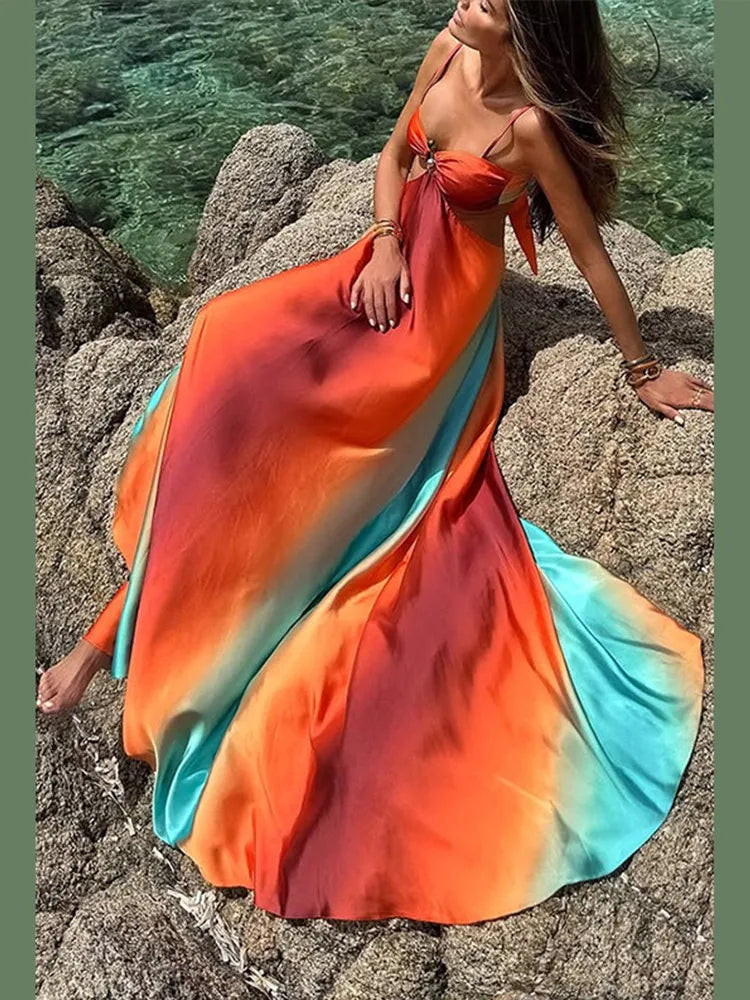 Flaminia - Sunset Gradient Maxi Dress by Ares Milano