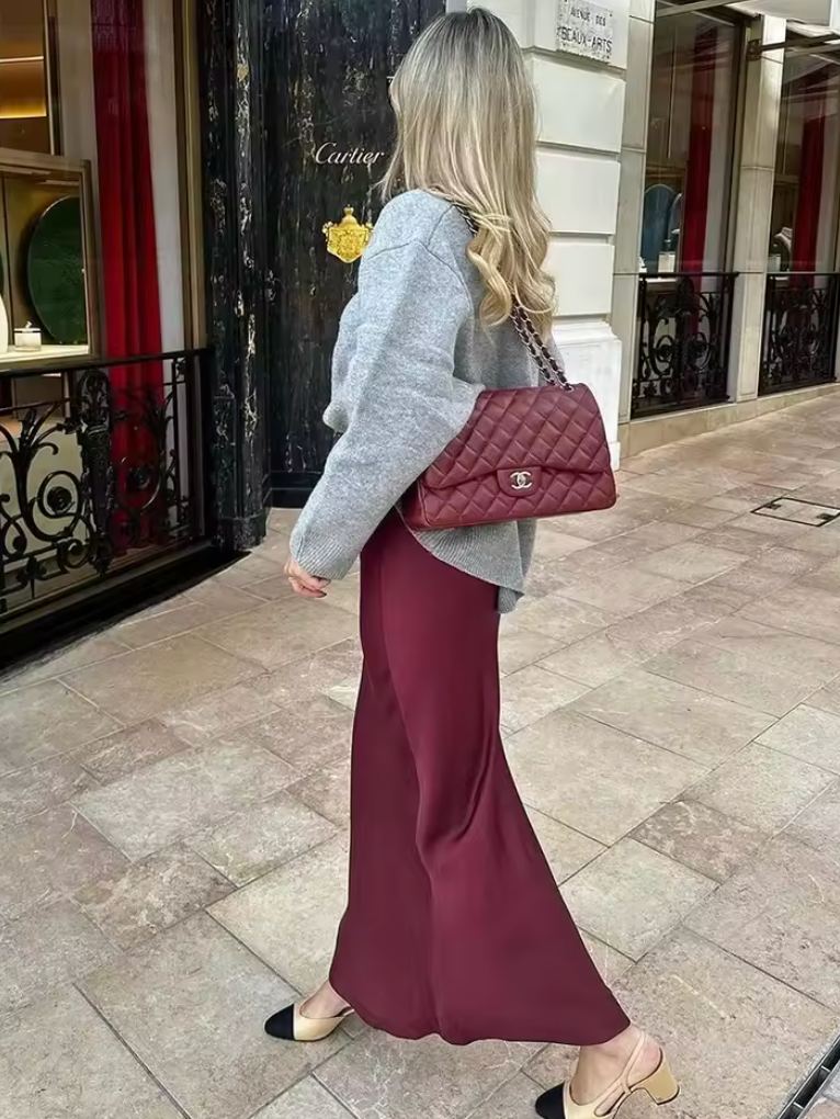 Perla - Satin Luxe Flow Midi Pleated by Ares Milano