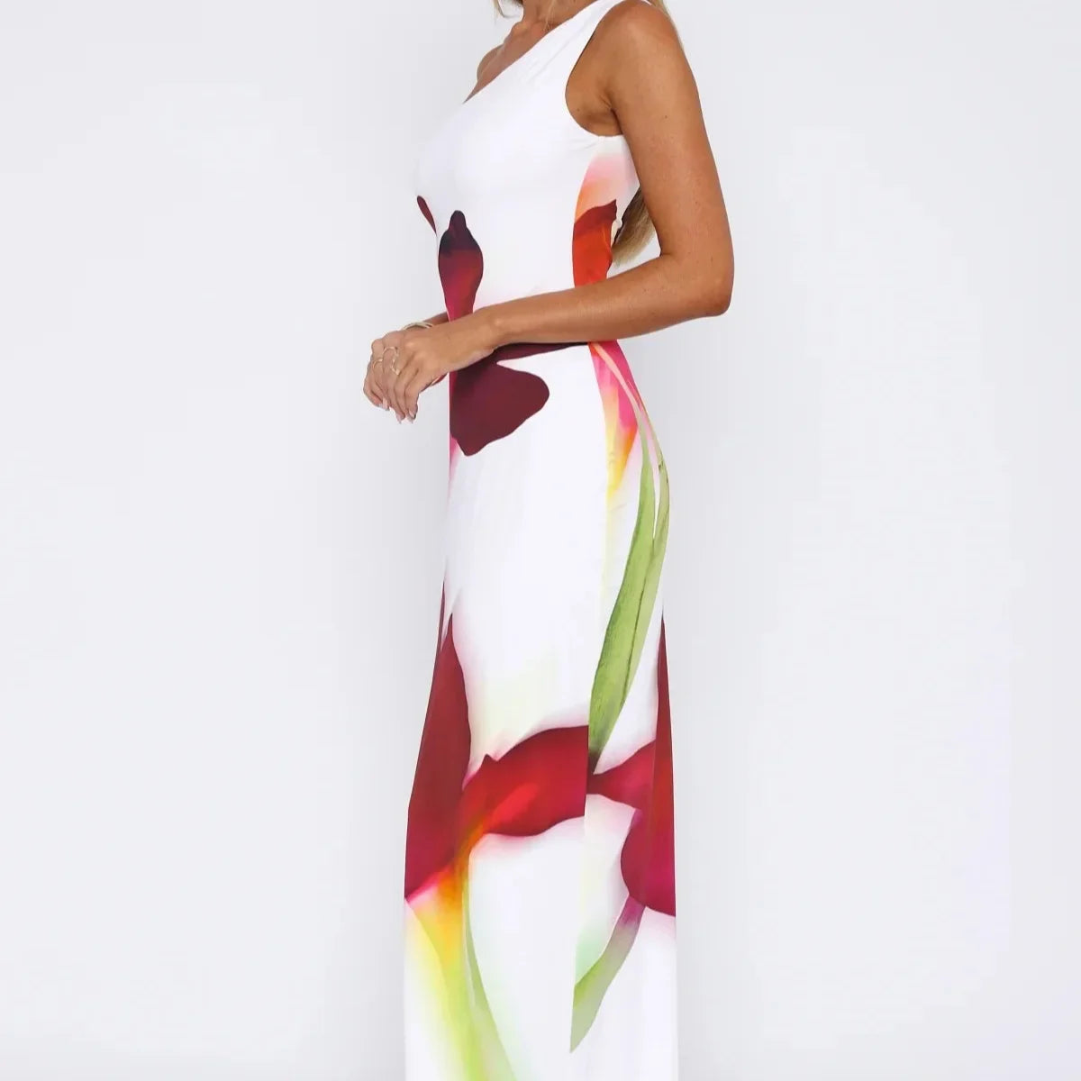 Erica - Silk Maxi Dress Painterly Florals by Ares Milano