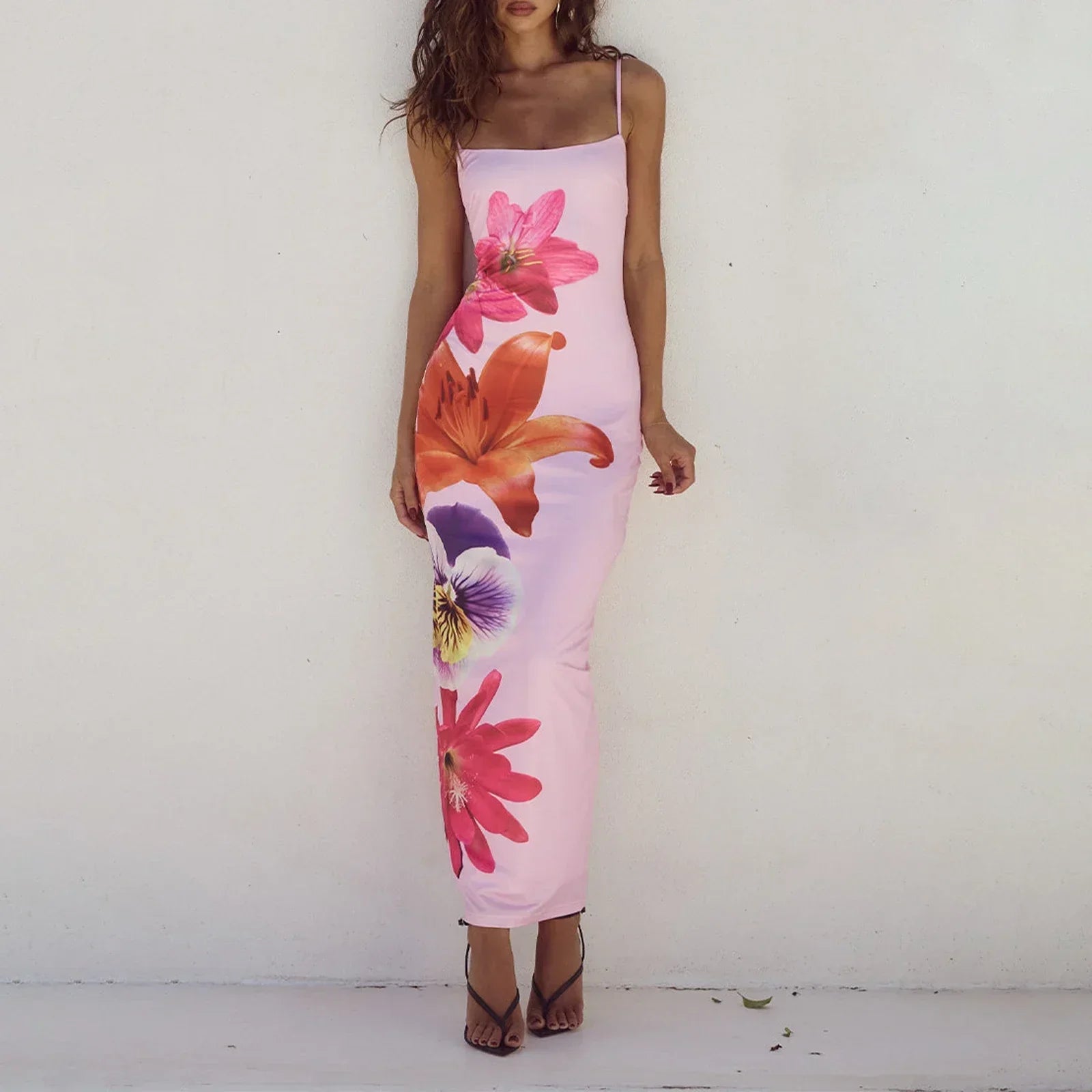 Colomba - Pink Floral Maxi Dress by Ares Milano