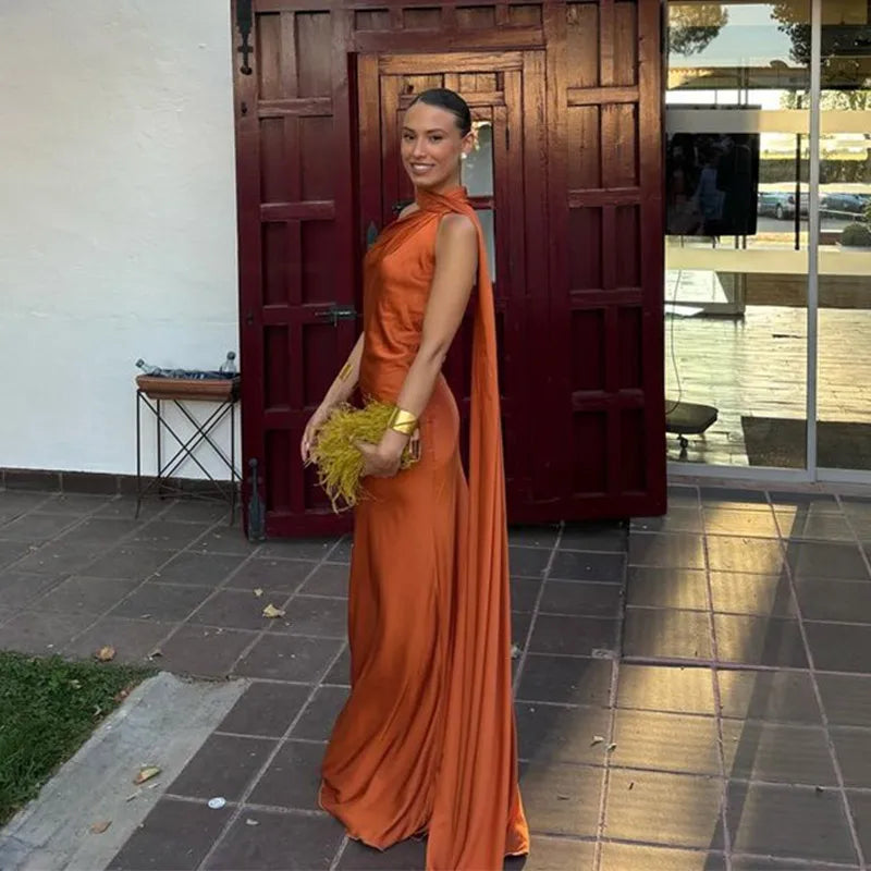 Lidia - One Shoulder Satin Maxi by Ares Milano