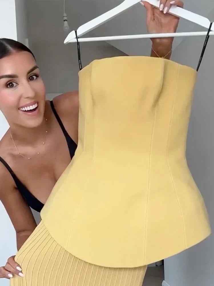 Lilla - Lemon Strapless Maxi by Ares Milano