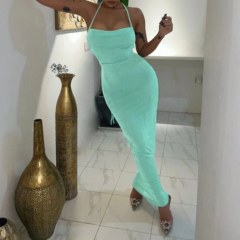 Edda - Backless Emerald Maxi Silk by Ares Milano
