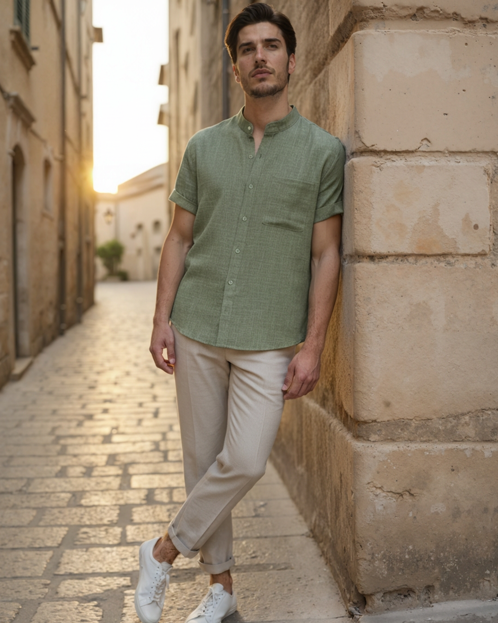 Urbano - Mandarin Collar Shirt Cotton by Ares Milano