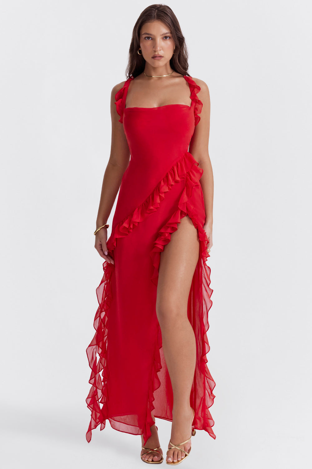 Annalisa - Silk Ruffle Maxi Dress by Ares Milano