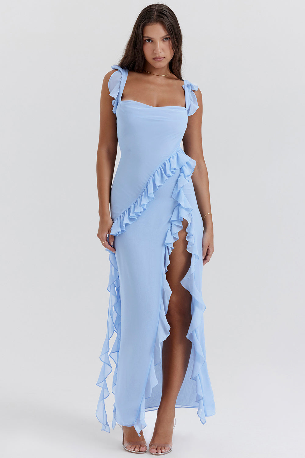 Annalisa - Silk Ruffle Maxi Dress by Ares Milano