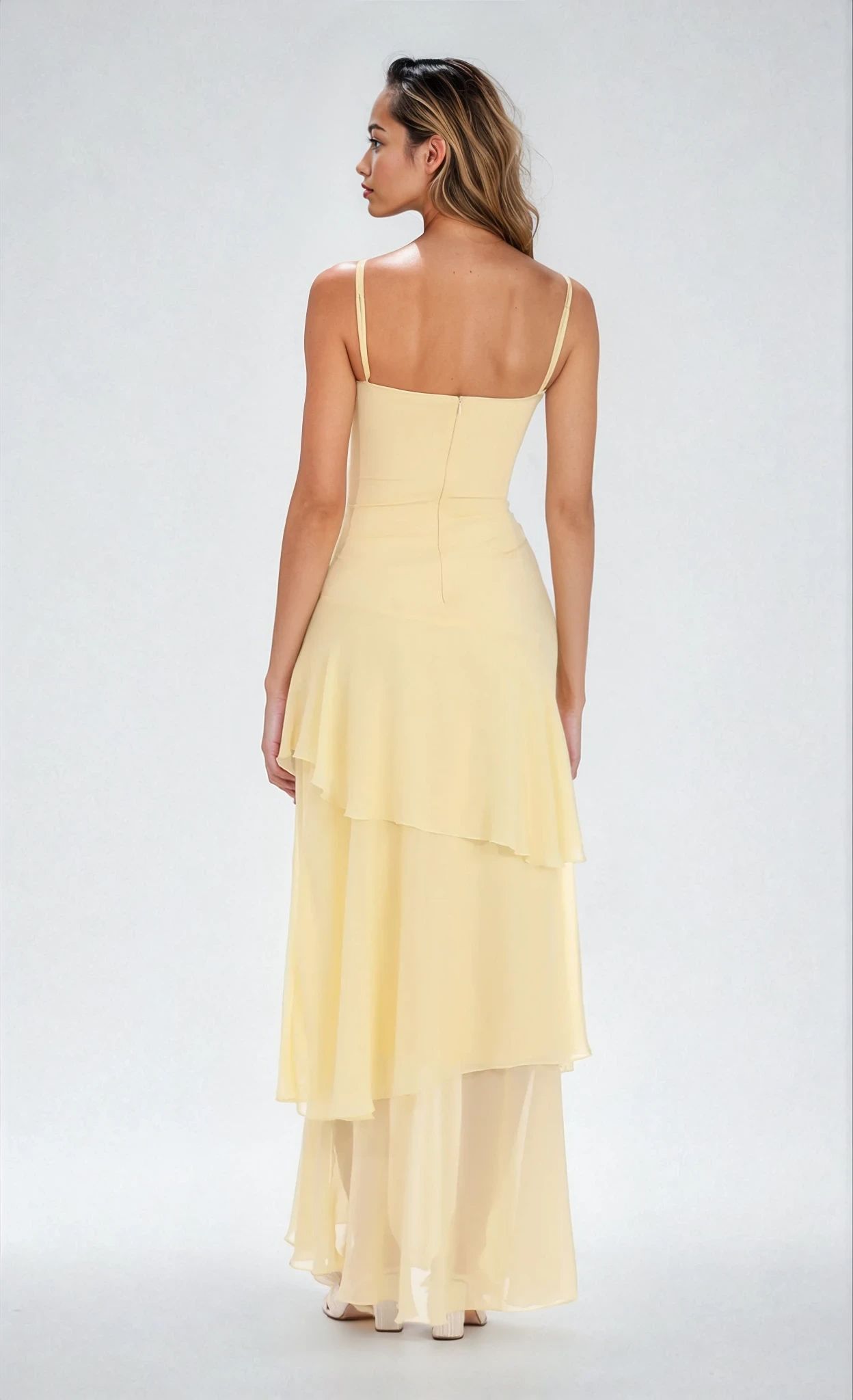Edvige - Chiffon Yellow Maxi Dress by Ares Milano