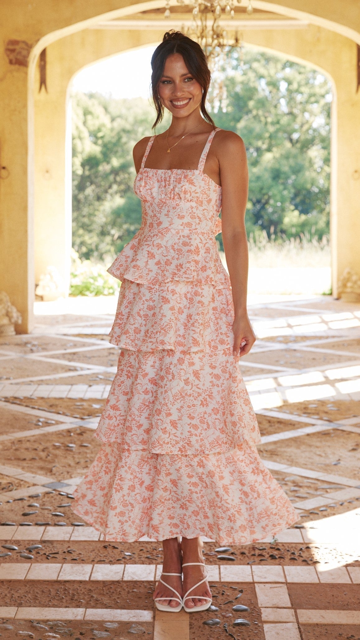 Gemma - Blush Floral Maxi Dress by Ares Milano