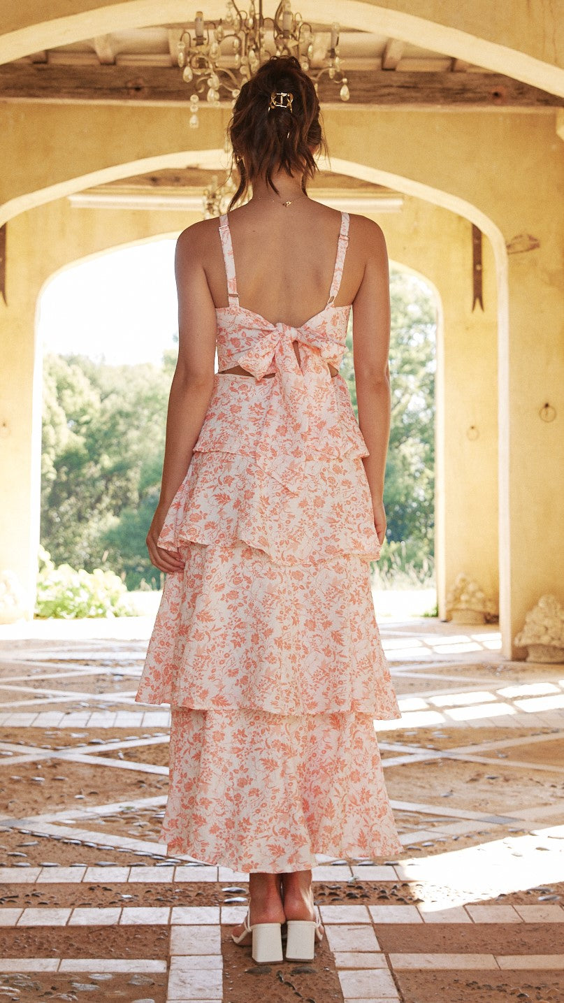 Gemma - Blush Floral Maxi Dress by Ares Milano