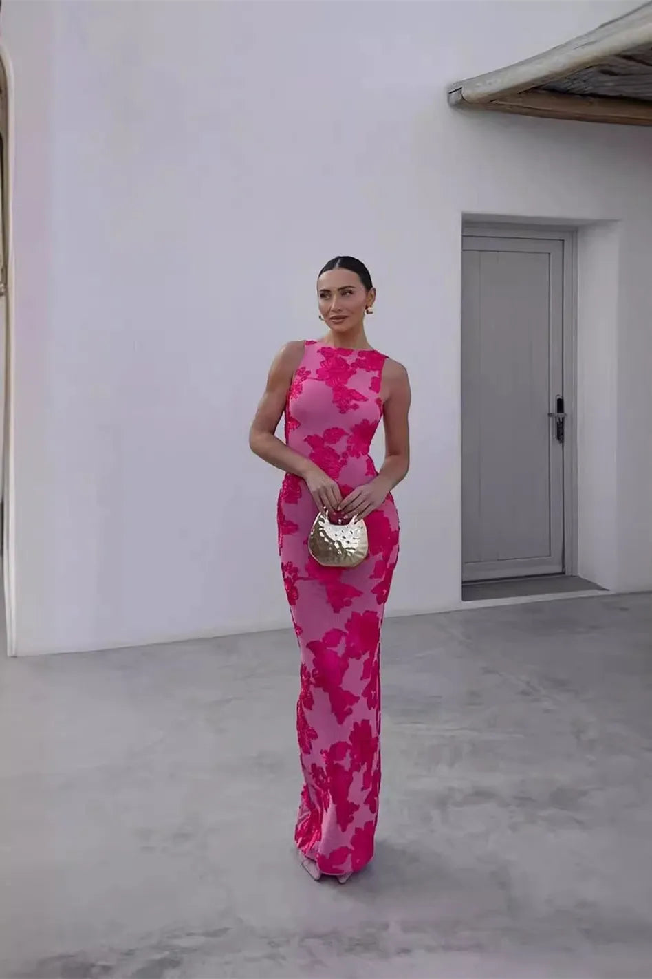 Elsa - Floral Maxi Pink Mesh Overlay by Ares Milano