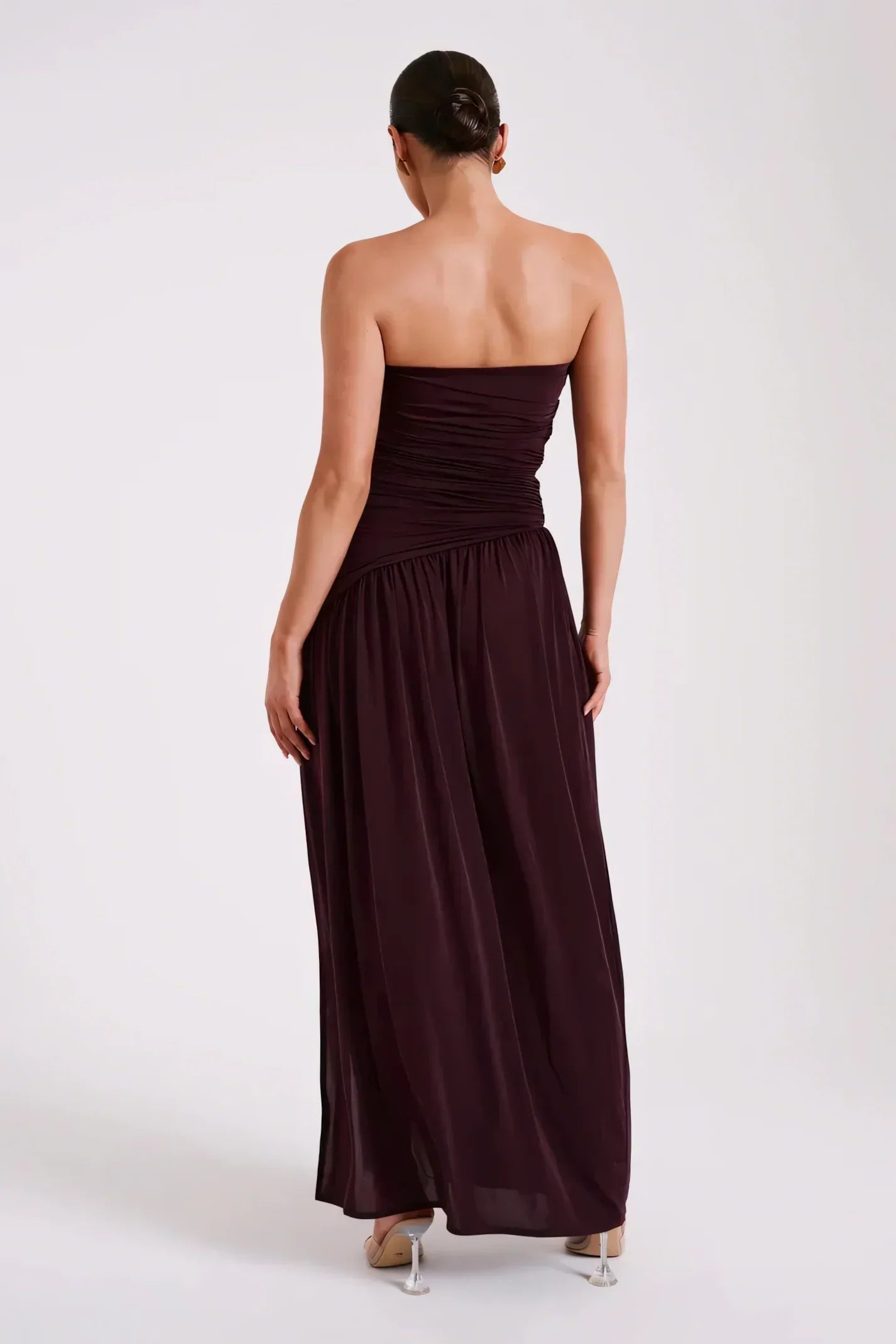 Nunzia - Plum Strapless Ruched Dress by Ares Milano