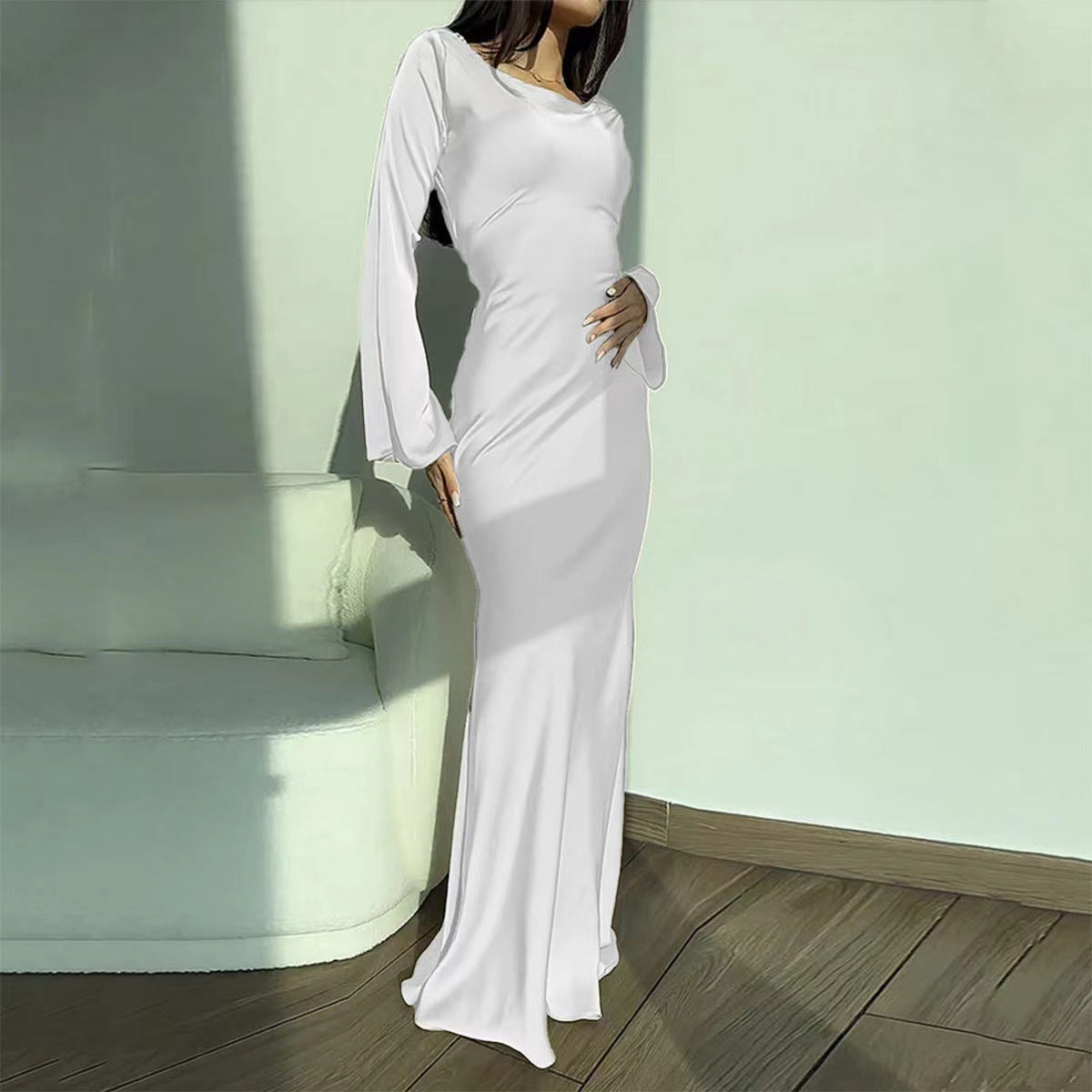 Ernesta - Satin Shine Maxi Dress by Ares Milano