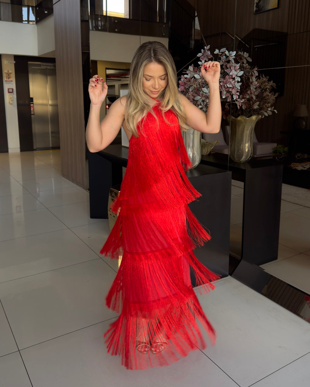 Vittoria - Fringe Halter Midi by Ares Milano