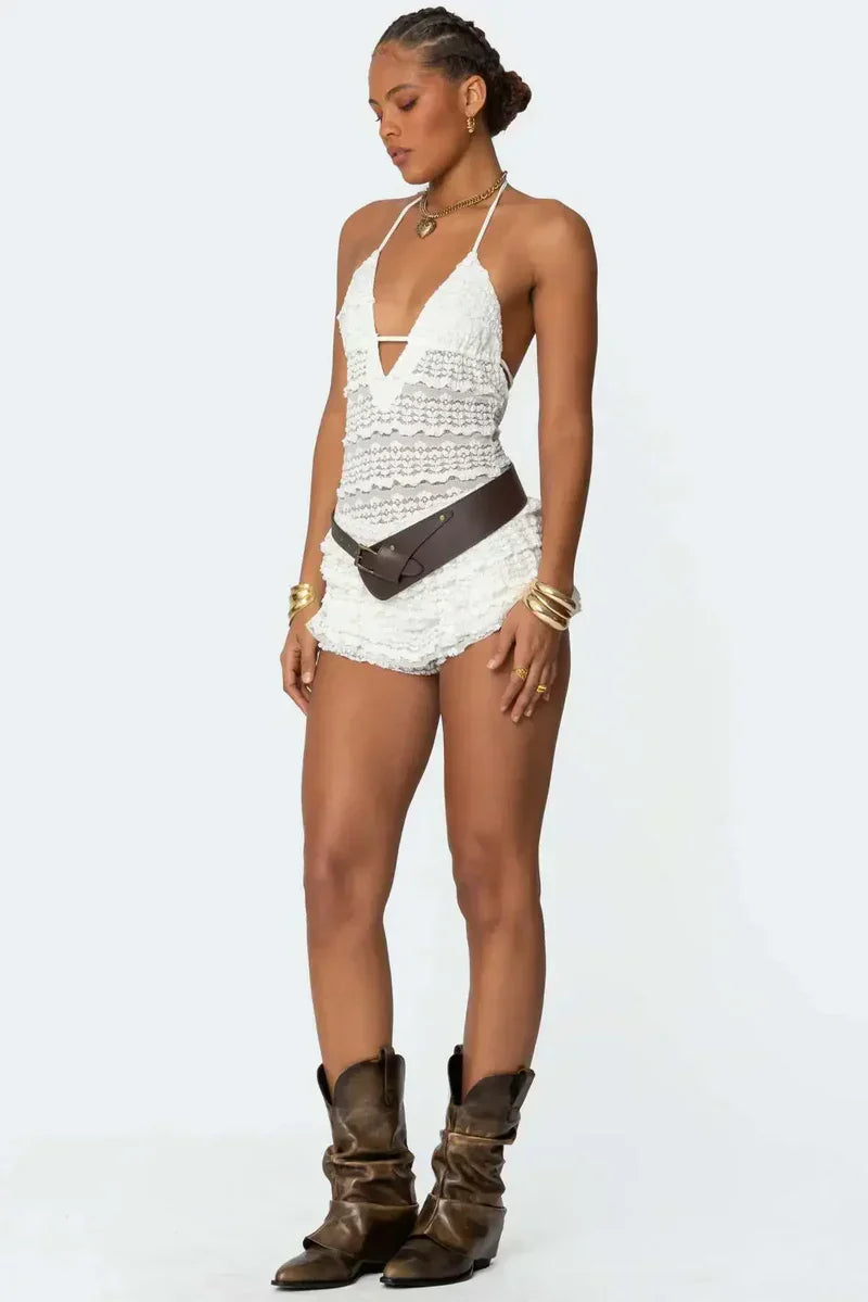 Milena - Lace Halter Mini Dress by Ares Milano