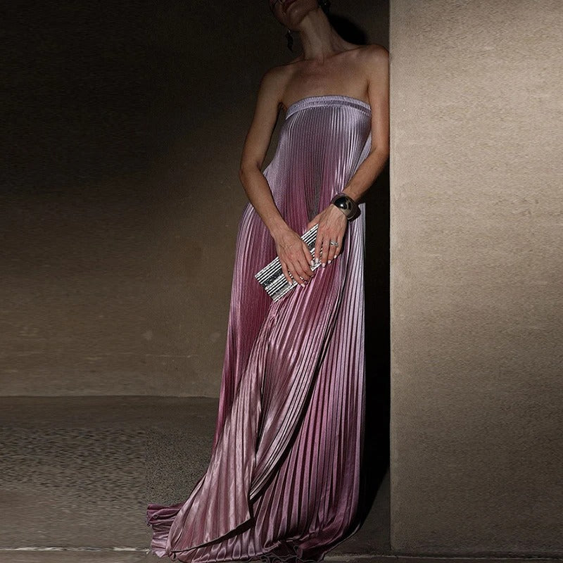 Gelsomina - Strapless Pleated Maxi by Ares Milano