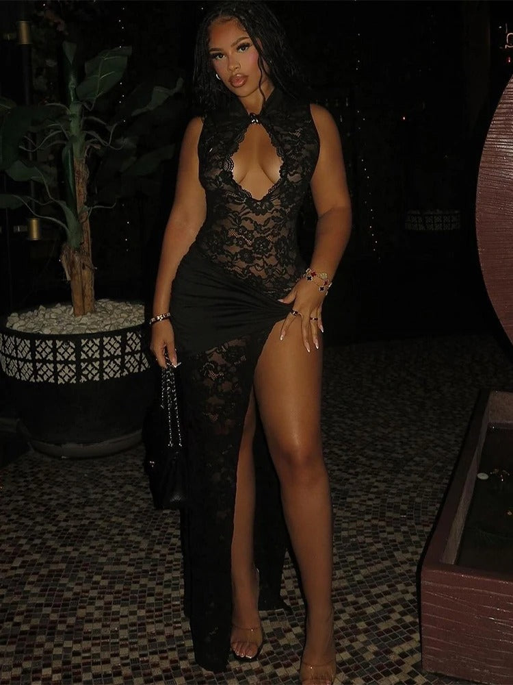 Mafalda - Silk Lace Maxi Dress by Ares Milano