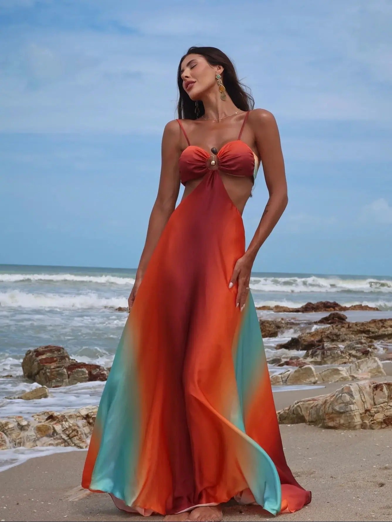 Flaminia - Sunset Gradient Maxi Dress by Ares Milano
