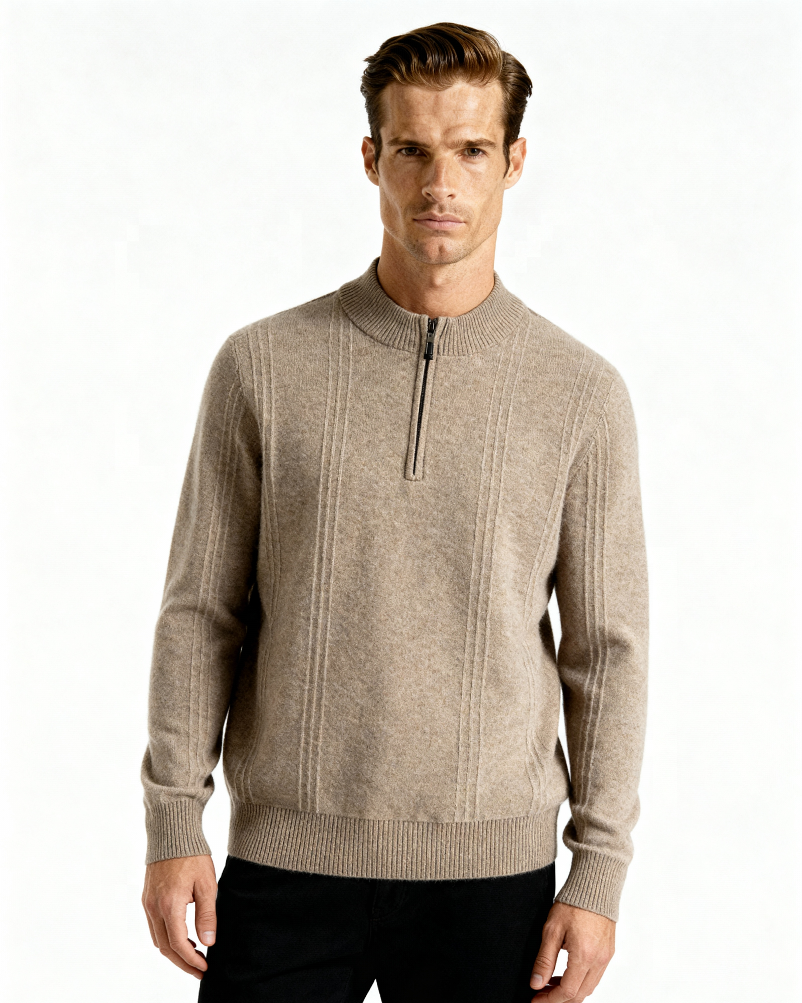 Bartolomeo - Cashmere Ribbed Half Zip by Ares Milano