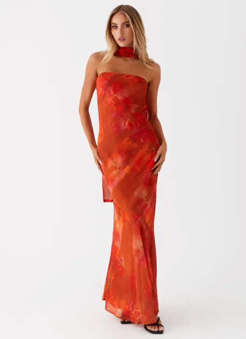 Mercedes - Burnt Orange Strapless Maxi by Ares Milano