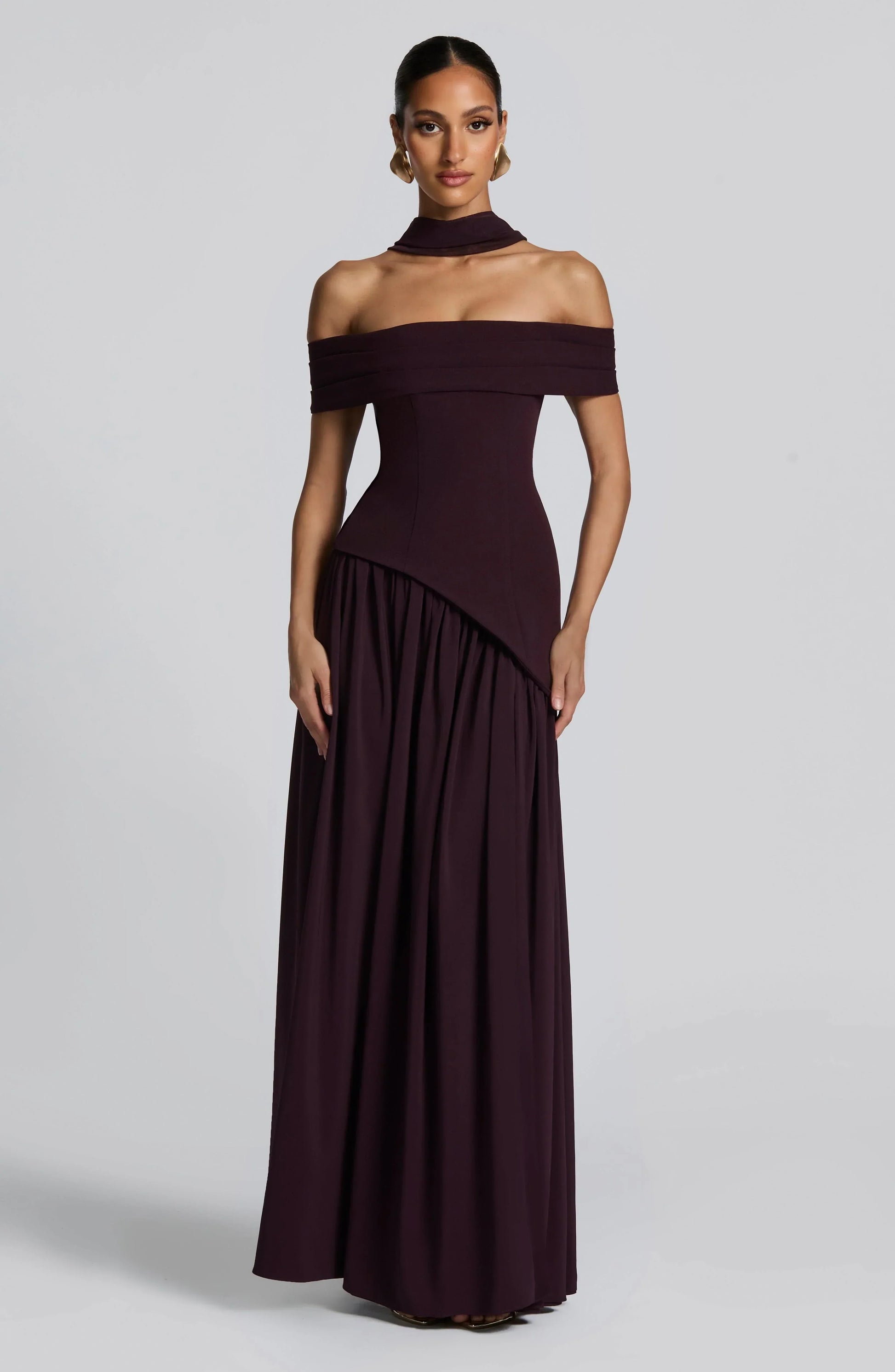 Rina - Off-Shoulder Maxi Dress Silk by Ares Milano