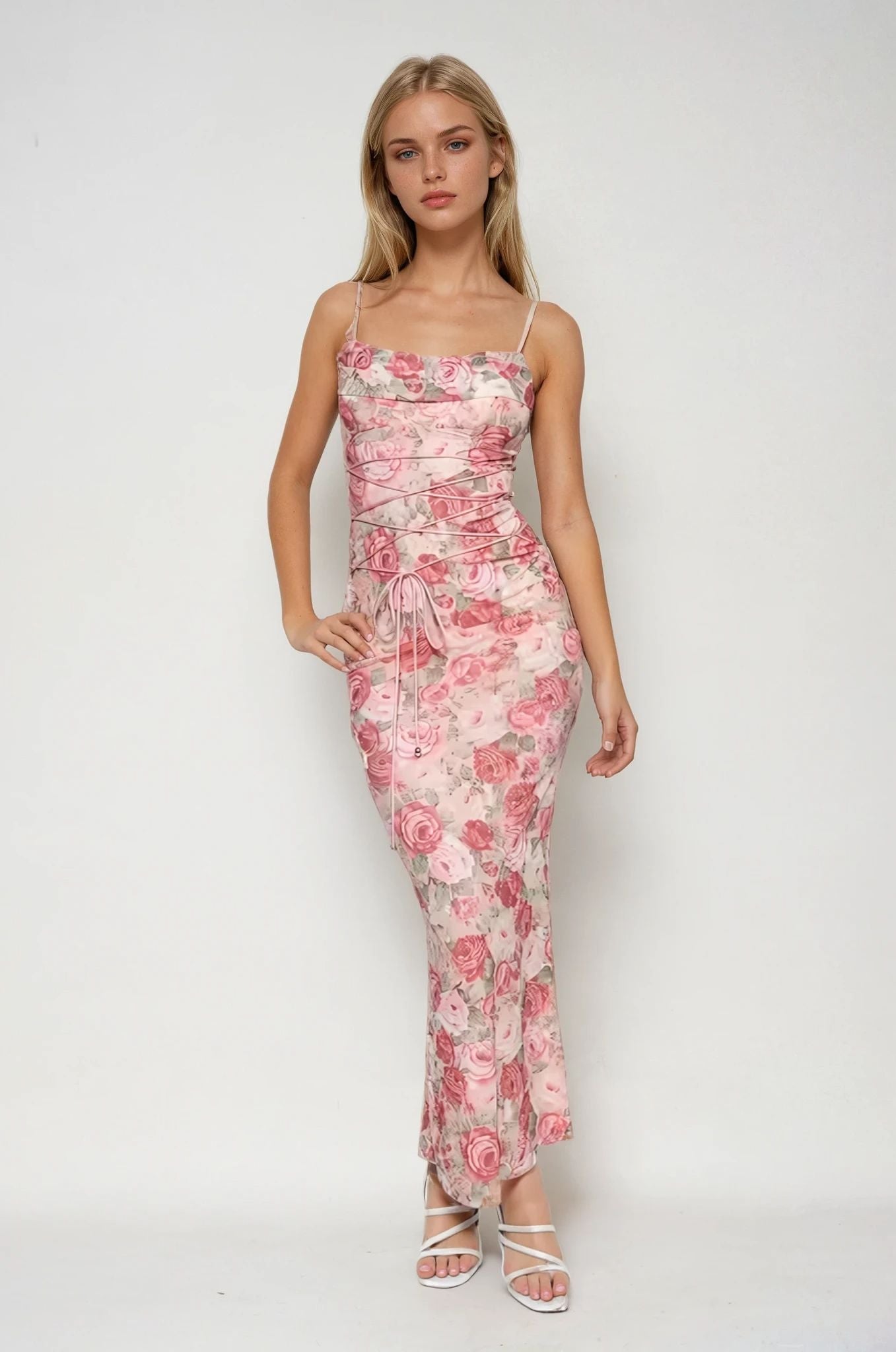 Mariuccia - Rose Print Maxi Dress by Ares Milano