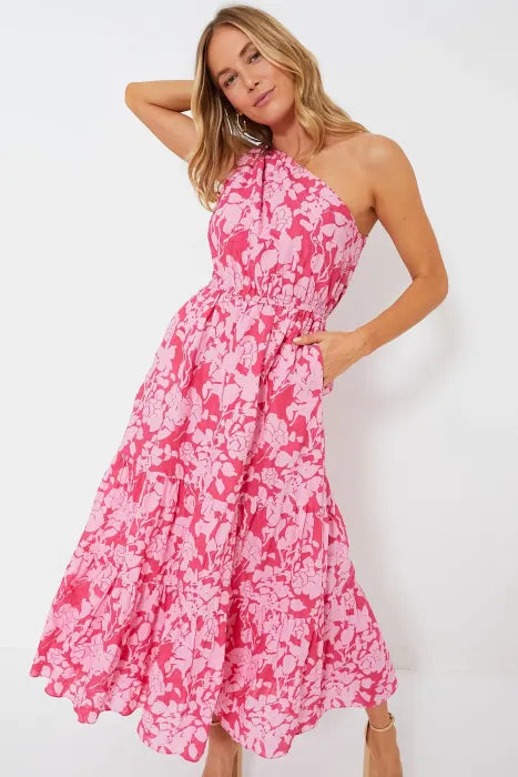 Mariella - Pink Floral Maxi Dress by Ares Milano