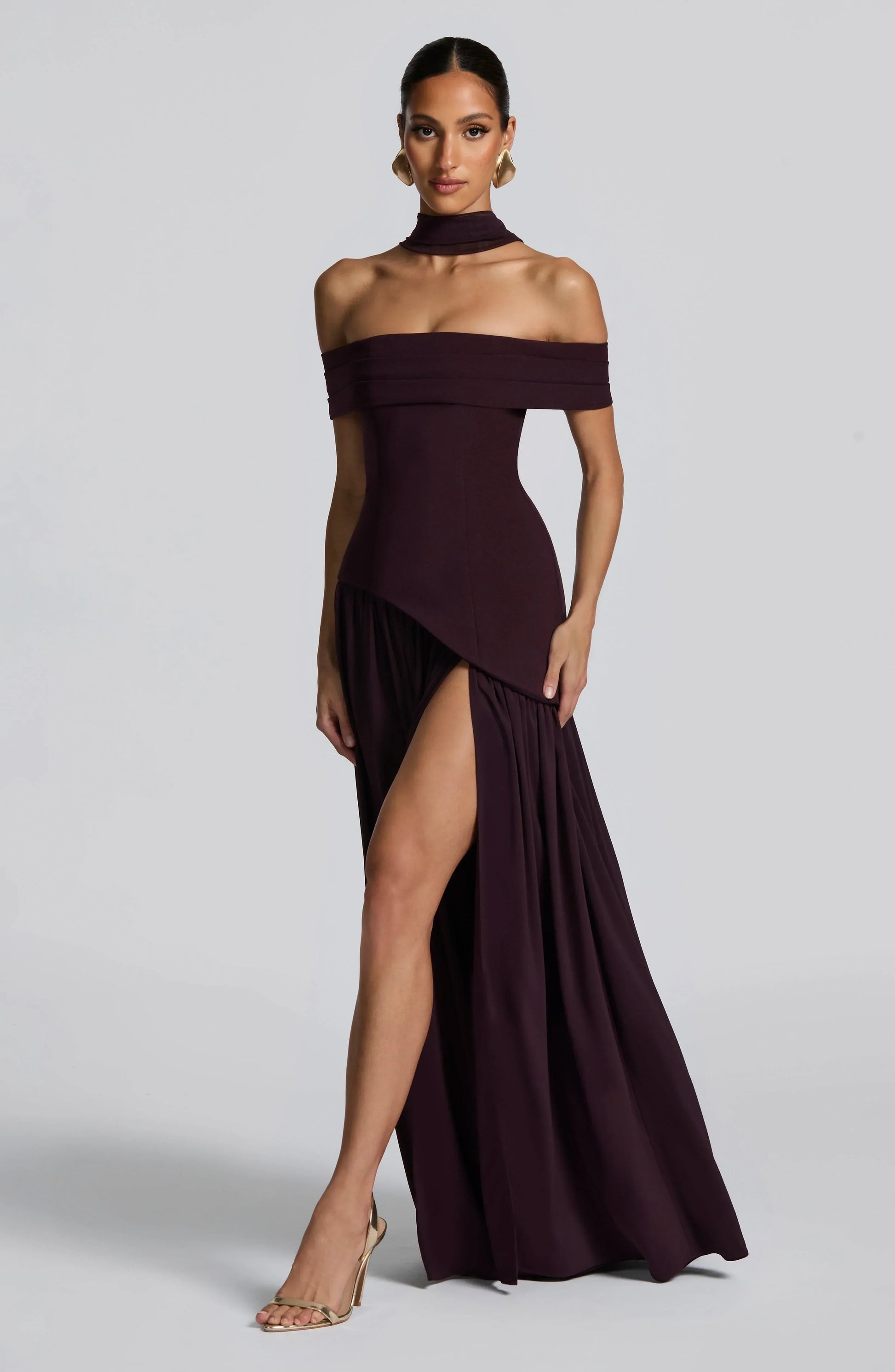 Rina - Off-Shoulder Maxi Dress Silk by Ares Milano