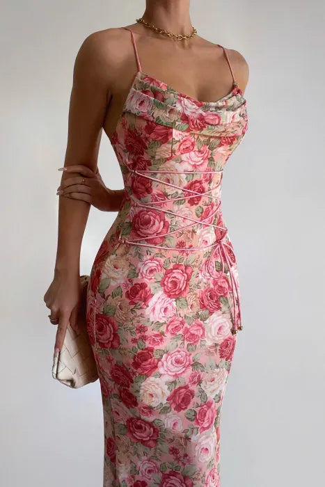Mariuccia - Rose Print Maxi Dress by Ares Milano