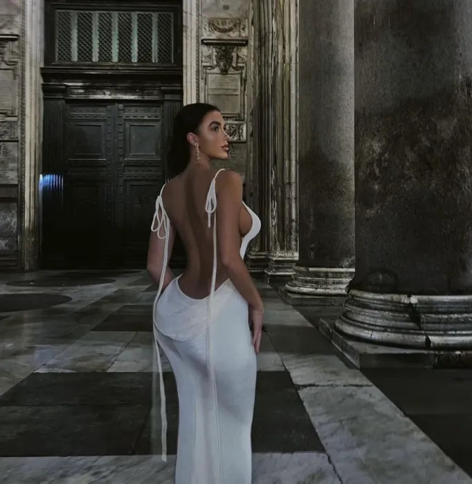 Edda - Backless Emerald Maxi Silk by Ares Milano