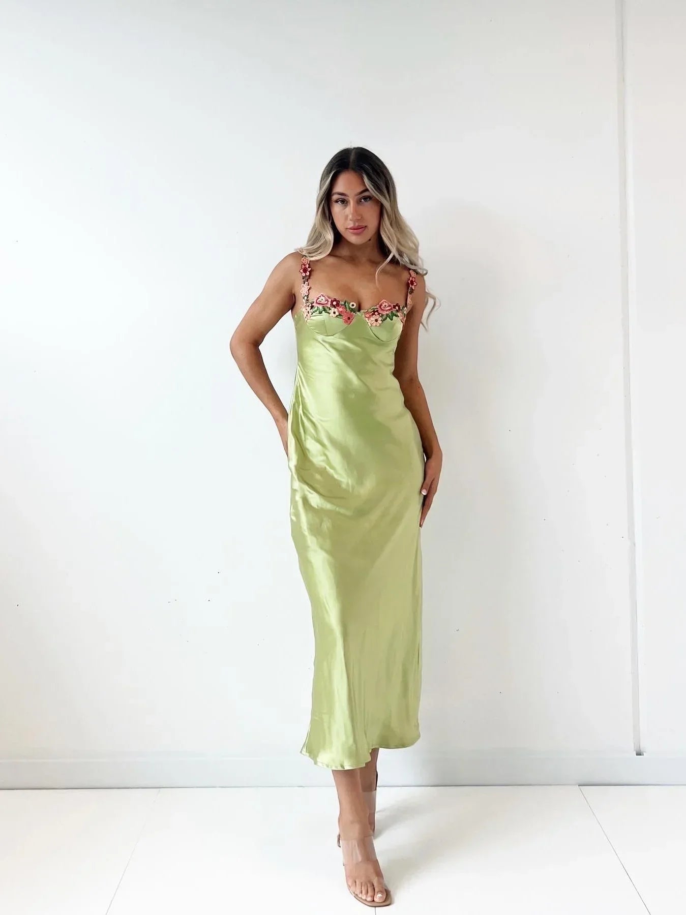 Morena - Satin Maxi Dress by Ares Milano